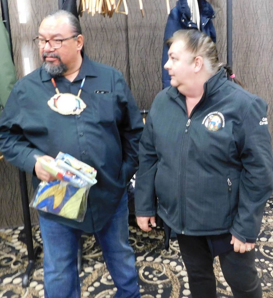 two people standing together