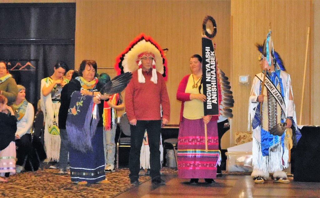 From left to right: Councillor Lillian Calder, Chief Joe, Councillor, and Dancer