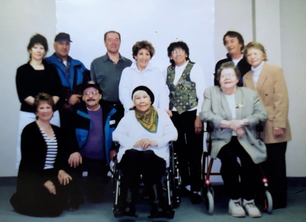 Elders portrait. Top row: Vera, Peter, Bill, Annette, Bernadette, Joe, and Madeline. Bottom row: Ellen, Victor, Elizabeth, and Hilda