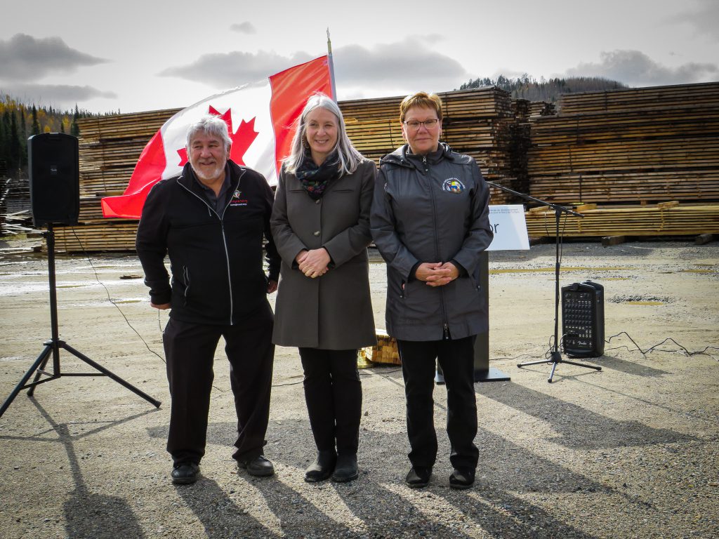 Chief Paul Gladu, Minister Patty Hajdu, and Councillor Tracy Gibson